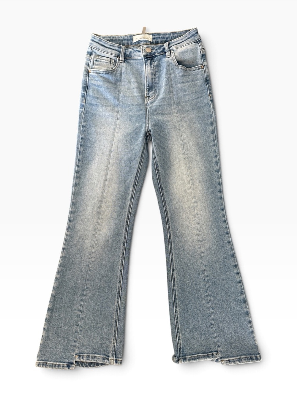 Risen Los Angeles High-Rise Light Blue Flare Jeans with Faded Finish Size 29